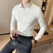 (店+)長袖襯衫男吸濕排汗男生內搭寬版短版休閒大尺碼立領涼感上衣長袖T恤薄外套黑色速乾防曬寬鬆商務防皺白色男士透氣工作男襯衫男裝打底衫