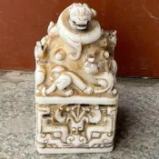 撿漏乾隆岫玉古玩玉玉璧古董高古玉舊貨老物擺印章玉璽龍形