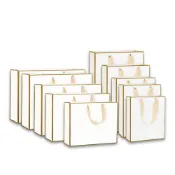 (店+)〔小島百貨〕白卡金邊紙袋 禮品袋 紙袋 手提袋 文具袋 袋子 婚禮紙袋 包裝袋 手提 紙袋 購物袋 批發 牛皮紙袋