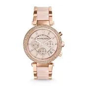 【Michael Kors】優雅迷人三眼計時玫瑰金腕錶 手錶  禮物(MK5896)