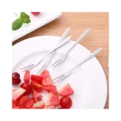 (店+)不銹鋼水果叉 時尚水果簽 甜品月餅蛋糕小叉 點心叉子 水果二齒叉