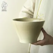 九土家用陶瓷大容量沙拉碗奶油風陶瓷斗笠碗家用高腳拉麵碗湯碗創意高顏值沙拉碗水果碗陶瓷碗推薦超大容量碗推薦CJR0607