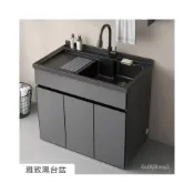 (店+)【YOU樂美家居】 現代簡約 陽臺洗手盆 洗衣池帶搓闆一體 傢用人造石水槽臺盆 浴室櫃 室內洗衣池 戶外洗手臺 陽臺戶外水槽 洗手槽