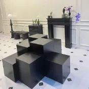 免運 烤漆展示臺 展示架 陳列展架黑色烤漆花店展示臺藝術櫥窗陳列服裝店展臺擺件增高手辦底座定製模型展示架 展示桌