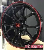 【超前輪業】全新 類 TYPE R 17吋鋁圈 5孔114.3 5/114.3 亮黑紅邊 喜美八代 九代 CRV 奧德賽