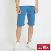 EDWIN 男款 基本休閒打摺短褲(藍色)