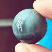 CB018🔮19mm 稀有的玉化灰藍兔毛水晶球球 🔮暖流系平安御守