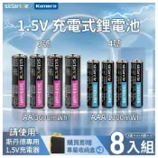 (店+)快充 Sidande AAA AA 3號電池 4號電池 1.5V 充電式鋰電池 1300mWh (4顆入)