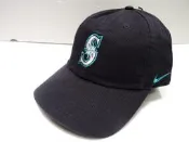 NIKE MLB美國職棒大聯盟 西雅圖水手 S 平繡 棒球帽 老帽 休閒帽 球迷帽 水洗黑~