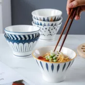 協貿國際日用品生活3館 飯碗陶瓷家用高腳斗笠小碗可愛創意小清新吃飯日式5英寸餐具米飯