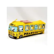 (店+)SNOOPY 史努比 校車造形 帆布 筆袋 化妝包 包包 收納包 日本正版商品 fs792