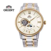 ORIENT 東方 錶 SUN&MOON系列 半露空日月相錶 鋼帶款 金色 RA-AS0007S-42.0 mm