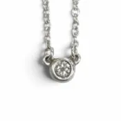 【DOKODEMO】成色極佳★TIFFANY&Co. Tiffany Elsa Peretti Diamond by the Yard 單鑽吊墜 925 純銀項鍊，邊框直徑：3.1毫米，重量：1.5克，女士款，附贈包裝盒和防塵袋