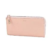【FURLA 芙拉】FURLA Goccia經典金字LOGO牛皮 4卡L型拉鍊長夾(大/粉米色)
