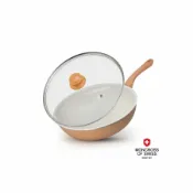 [好買市集] 瑞士MONCROSS 30cm蜜桃橘鈦白不沾炒鍋組 AZ1071A130OGWT4101