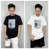 (店+)【KARL LAGERFELD 卡爾】卡爾 圖騰方塊卡爾貓咪 短袖上衣 短袖 短T