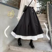 【可開發票】心寬高半身裙學院風長裙韓版顯瘦複古花瓣長裙中長寬a字裙大裙擺長裙洋裝半身長裙女生【满额免運】