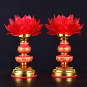 林之舍家居 蓮花燈 佛具電蠟燭臺插電led水晶蓮花燈佛前供佛長明燈佛教用品貢燈 MKS 【年終特惠】