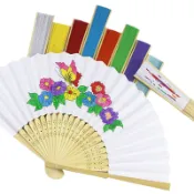 🌈「手工DIY」7寸紙扇彩色紙扇*空白折扇*兒童繪畫扇子DIY手工幼教用品塗色