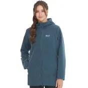 【Jack wolfskin 飛狼】女 長版修身刷毛保暖外套 連帽外套(蔚藍)
