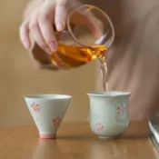 全球選品1館 生活百貨 草木灰手繪梅花主人杯斗笠杯功夫茶杯單個陶瓷品茗杯對杯禮盒
