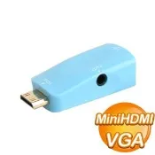 【Autobuy購物中心】Mini HDMI to VGA with Audio 轉接頭《藍色》