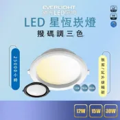 (店+)【Everlight 億光】星恒崁燈 12w 12cm 15W 15cm 30W 20cm LED可調色崁燈 撥色崁燈 三色崁燈