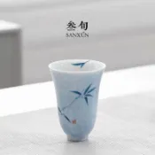 茶杯 陶瓷杯 主人杯 青花竹影聞香杯 功夫茶具 品茗杯 單杯 喝茶杯 陶瓷茶杯 泡茶用品 居家品茶 送禮自用 手繪茶杯