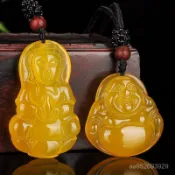 金福源珠寶💎蜜蠟黃玉髓佛公觀音吊墜瑪瑙 掛件 吊墜 觀音玉墜 觀音菩薩 觀音項鍊 觀音玉 台灣發貨
