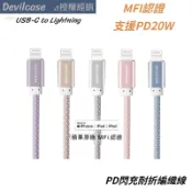 DEVILCASE iPhone 充電線 MFi C94 USB-C to Lightning 20W PD閃充耐折編織