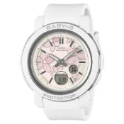 大高雄鐘錶城 CASIO 卡西歐 BABY-G BGA-290FL-7A 精緻花朵閃耀水晶雙顯腕錶 白 41.5mm｜樂天領券現折★全館特惠中★指定刷卡回饋10%