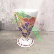幸山窯彩繪描金斗笠高足杯茶杯酒杯 日本古美術C2