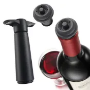 【HOTAI購】【VACU VIN】抽真空器+酒瓶塞2入(黑) | 紅酒塞 真空瓶塞 保鮮瓶塞 葡萄酒塞
