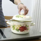 全球選品1館 生活百貨 加厚琺琅搪瓷鍋湯鍋雙耳豬油罐家用盆子碗帶蓋奶鍋老式廚房裝油盆
