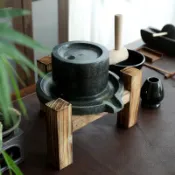 青石茶磨宋代點茶石磨家用研磨器磨豆漿豆腐老式復古石磨一體組合【豪勝貿易企業社】