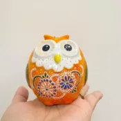 (店+)九谷燒手作貓頭鷹【盛】-橘(7.5cm)