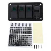 [商城] 12V 24V 3 Gang 翹板開關鋁板帶電壓表雙 USB 快速充電多功能船用汽車卡車綠燈