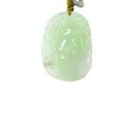 【新鵝娘翡翠】天然A貨翡翠 緬甸玉 冰起膠果綠桂花糕荷葉有魚吊墜 A3386508(翡翠荷葉有魚吊墜)