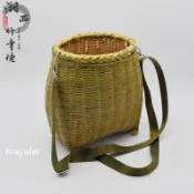 熱賣 爆款*手工精編魚簍埰摘茶葉簍大竹籃全青皮泥鰍竹編水果筐精品 採茶簍 竹簍 小背簍鱔魚簍魚簍 老式趕海 青竹編織舞臺