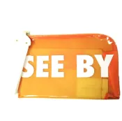 【DOKODEMO】SEE BY CHLOE PVC 手拿包，附吊飾，19UP822509，橘色，淨CLEAR包。 [近新][二手][SEE BY CHLOE]