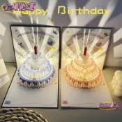 📢台灣好物優選免運📢3d立體生日賀卡音樂燈光定製祝福卡片蛋糕高級感男女朋友生日禮物