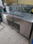 2手 七尺  四桶豆花台12格冰料台双壓縮機/含冰桶儲存桶尺寸：80×212×高85  (玻璃高38)