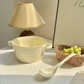 🍃優品廚境工坊🍃奶fufu雙耳大容量湯碗優質家用瓷泡麪碗螺螄粉碗高顏值大碗勺大盆🌷日常必備🌷