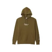 【Champion】官方直營-BASIC 棉質草寫LOGO印花連帽TEE-男(橄欖綠色)