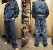 ~廣隆~牛仔工作服 上衣+褲子 防燙 防火花 耐磨 電焊 工作褲 工作衣 工裝褲 勞保服 牛仔褲 夾克 外套