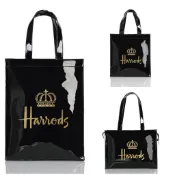 ♥黑色皇冠♥ 英倫名品 Harrods 大容量防水PVC購物袋 英倫風情哈洛德 手提袋 便當袋A4書袋 手提包 單肩女包
