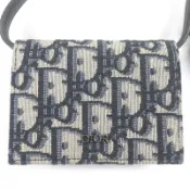 【DOKODEMO】【5積分】成色極佳 □ DIOR Dior Homme 帆布皮革斜挎肩帶迷你手拿包 米色/海軍藍 帶原裝盒 意大利製造 男士