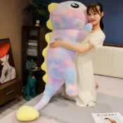 七彩恐龍抱枕 睡覺夾腿枕 公仔娃娃 床頭靠枕 生日禮物 可愛大抱枕 恐龍陪睡娃娃公仔 沙發靠墊【不二雜貨】