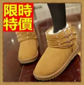 現貨+預購 雪靴 女短筒靴子-時尚真皮鉚釘皮帶扣女鞋子4色64r40【獨家進口】【米蘭精品】