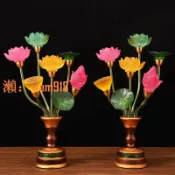 玉城商業企業社 【台灣公司】led七彩蓮花燈荷花燈供佛七星燈佛前供燈插電家用佛堂寺廟長明燈